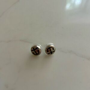 Alex & Ani Silver Anchor Stud Earrings